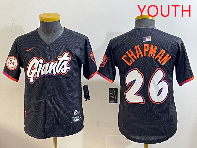 Youth San Francisco Giants 26 Chapman Black Joint Name 2025 Nike MLB Jersey style 9